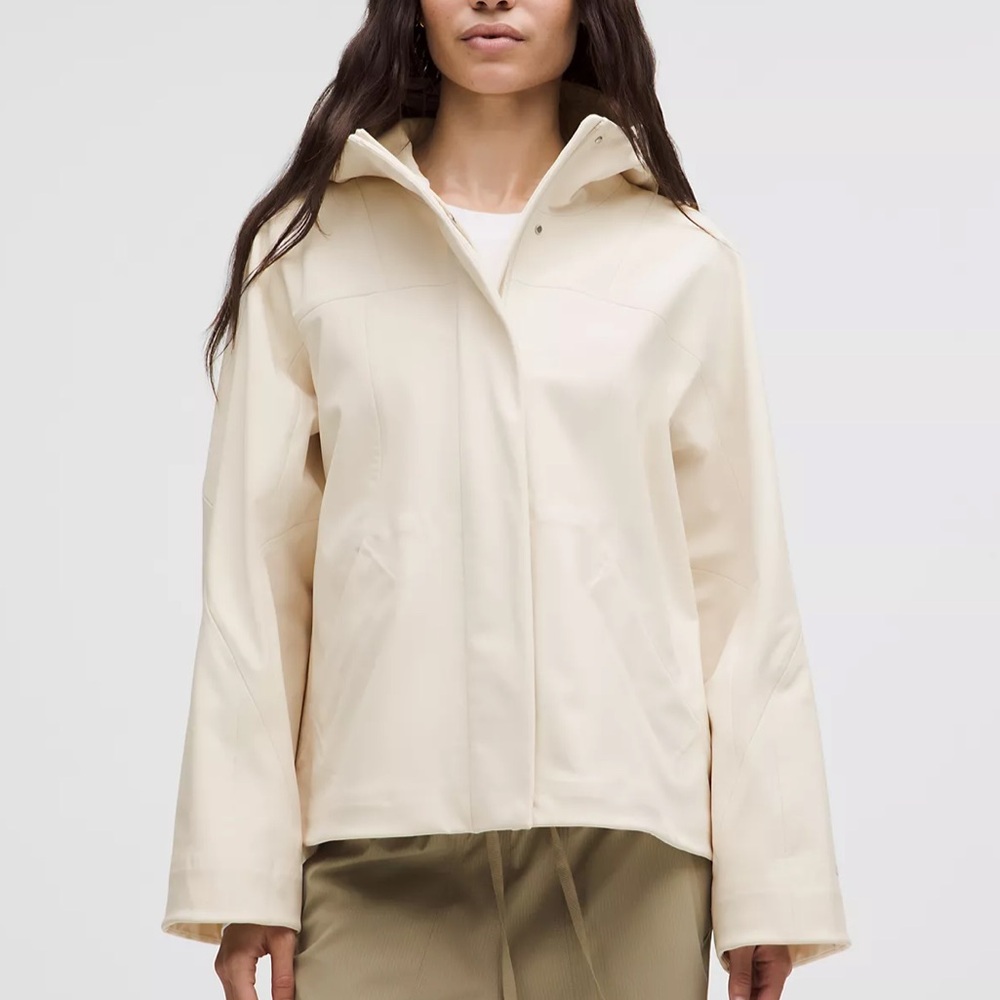 LULULEMON ATHLETICA Women’s RepelShell Cinch-Back Rain Jacket Light Ivory SZ 14 - Picture 2 of 10